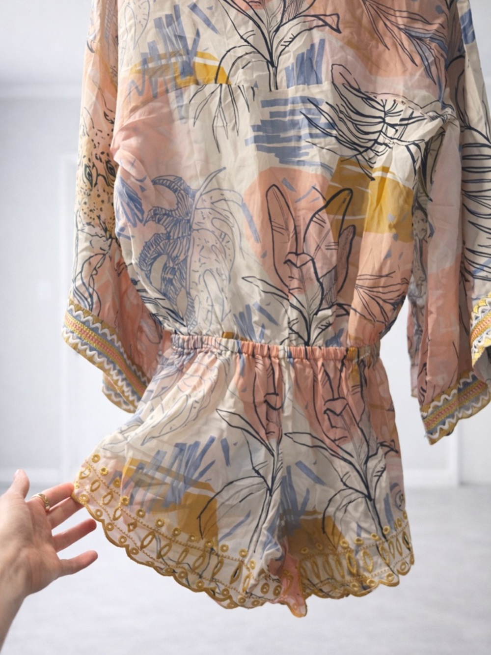 NWT TAJ by Sabrina Crippa Tiger Tropical Print Romper Boho Resort Viscose Small - Picture 3 of 8